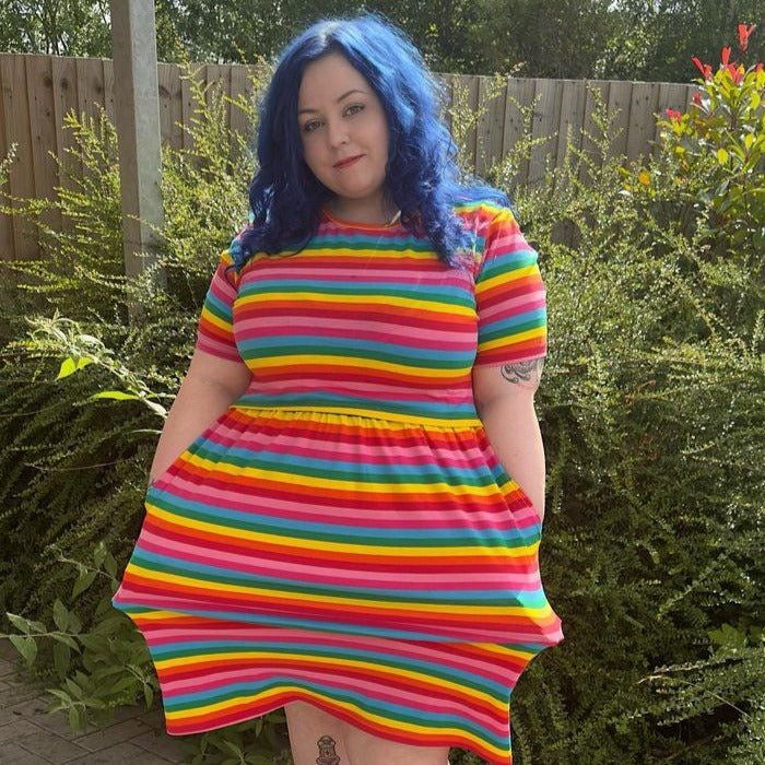Rainbow Breastfeeding Skater Dress | Colourful Nursing Dress | MilkyMoon
