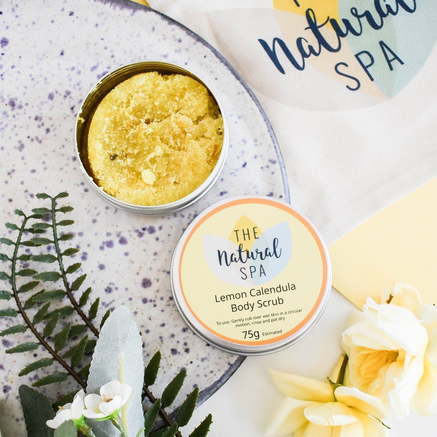 Lemon Calendula Body Scrub | Natural Exfoliating Sugar Scrub for Smooth, Glowing Skin | Vegan, Plastic-Free Skincare | 2 Size Options
