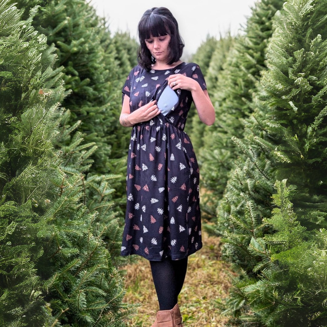 Brown Leopard Knee Length Breastfeeding Dress | Nursing Dress | MilkyMoonn