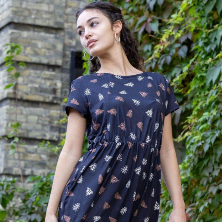 Brown Leopard Knee Length Breastfeeding Dress | Nursing Dress | MilkyMoonn