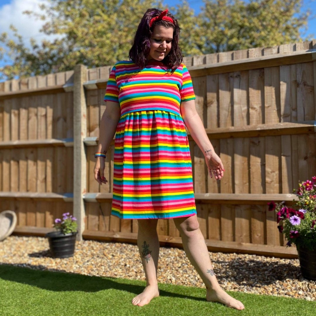 Rainbow Breastfeeding Skater Dress | Colourful Nursing Dress | MilkyMoon