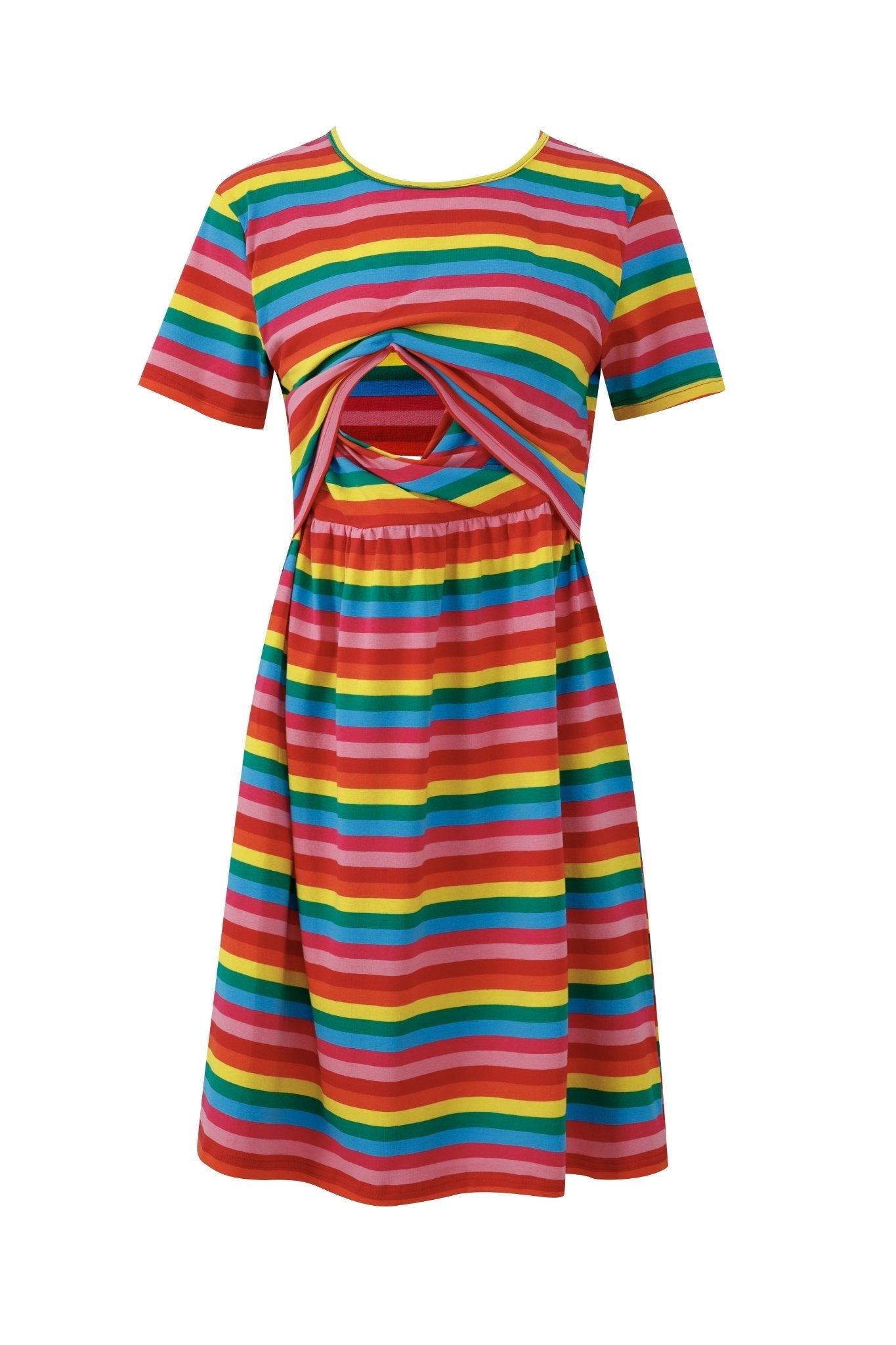 Rainbow Breastfeeding Skater Dress | Colourful Nursing Dress | MilkyMoon